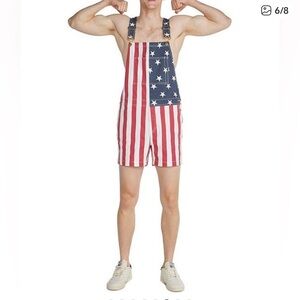Chubbies The Chubberalls Men’s American Flag Overalls Shorts Size xxl